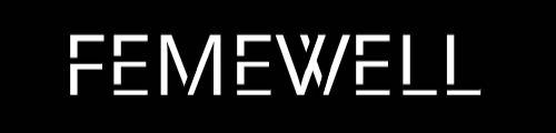 FemeWell black logo with white text horizontal